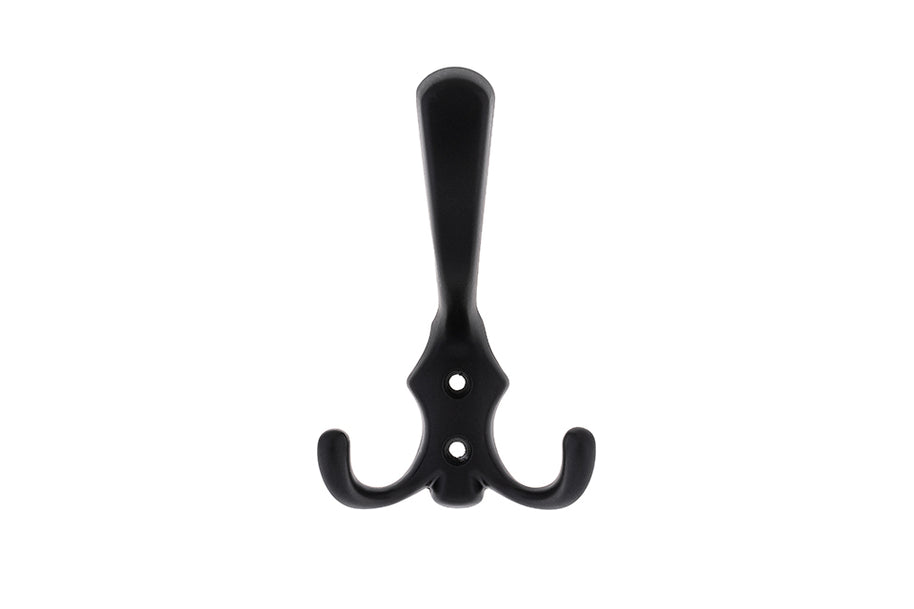 Agățătoare pentru cuier Tulip Lugo XL – negru mat, 3 cârlige, zamac, montaj frontal (cu șuruburi incluse)