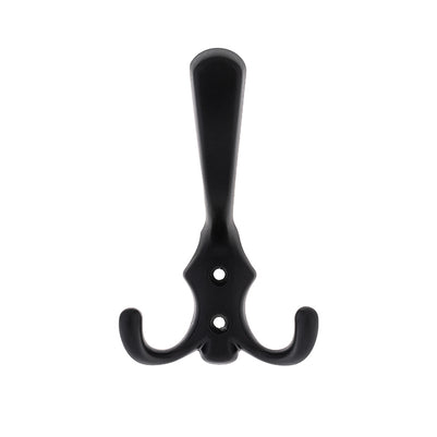 Agățătoare pentru cuier Tulip Lugo XL – negru mat, 3 cârlige, zamac, montaj frontal (cu șuruburi incluse)