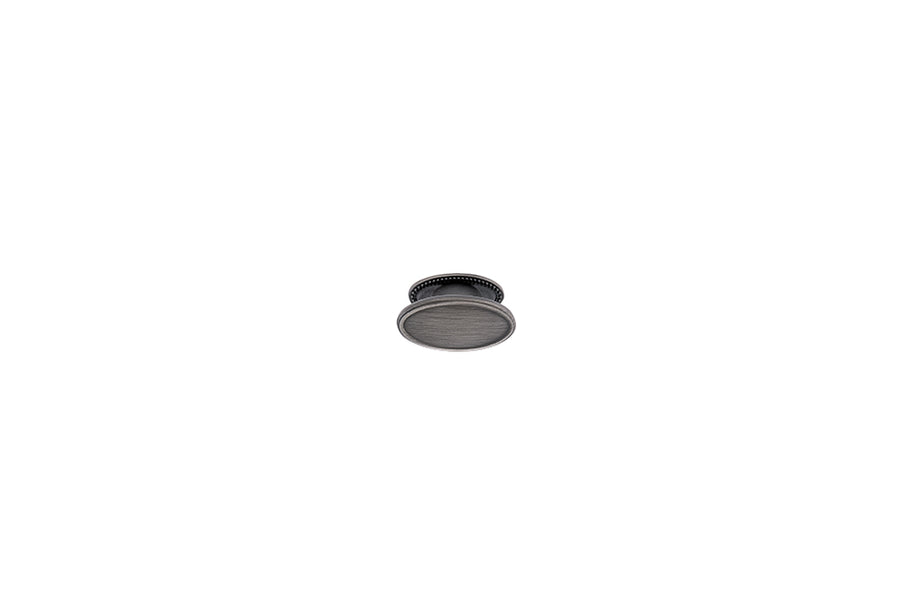 Buton mobilier Tulip Tomo – cositor antichizat (old tin), oval, 38 × 19 mm, cu șurub