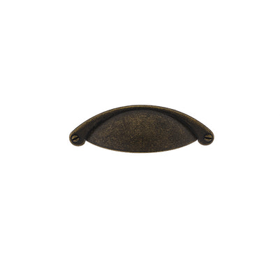 Mâner tip cupă pentru mobilier Tulip Cona – alamă antichizată (mat), zamac, interax 64 mm