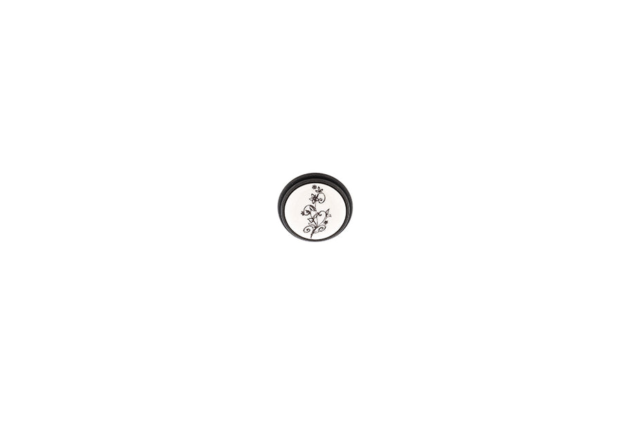 Buton mobilier Tulip Margarita – maro / porțelan bej cu model floral, rotund, Ø35 mm, H27 mm