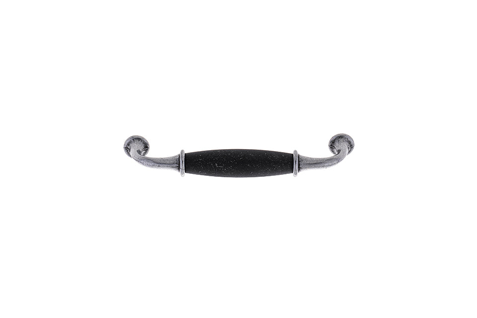 Mâner pentru mobilier Tulip Victoria – negru antichizat (mat), zamac, interax 128 mm