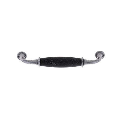 Mâner pentru mobilier Tulip Victoria – negru antichizat (mat), zamac, interax 128 mm