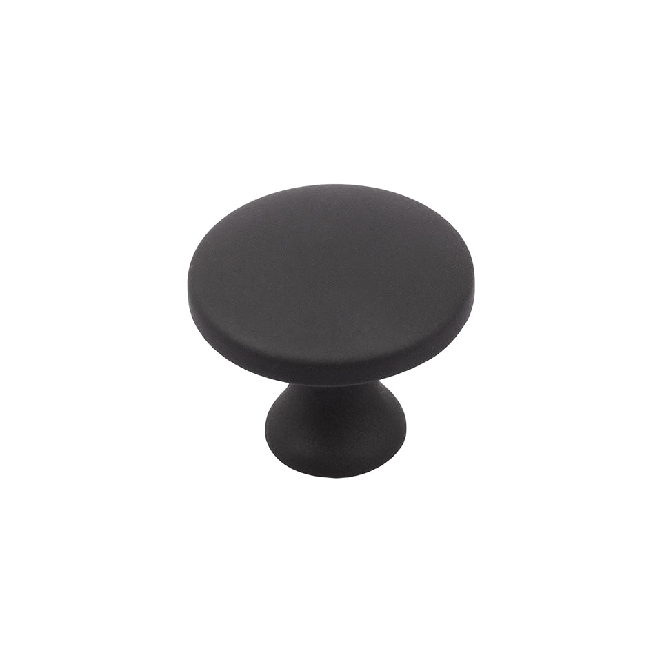 Buton mobilier Evan – negru mat, rotund, cu șurub
