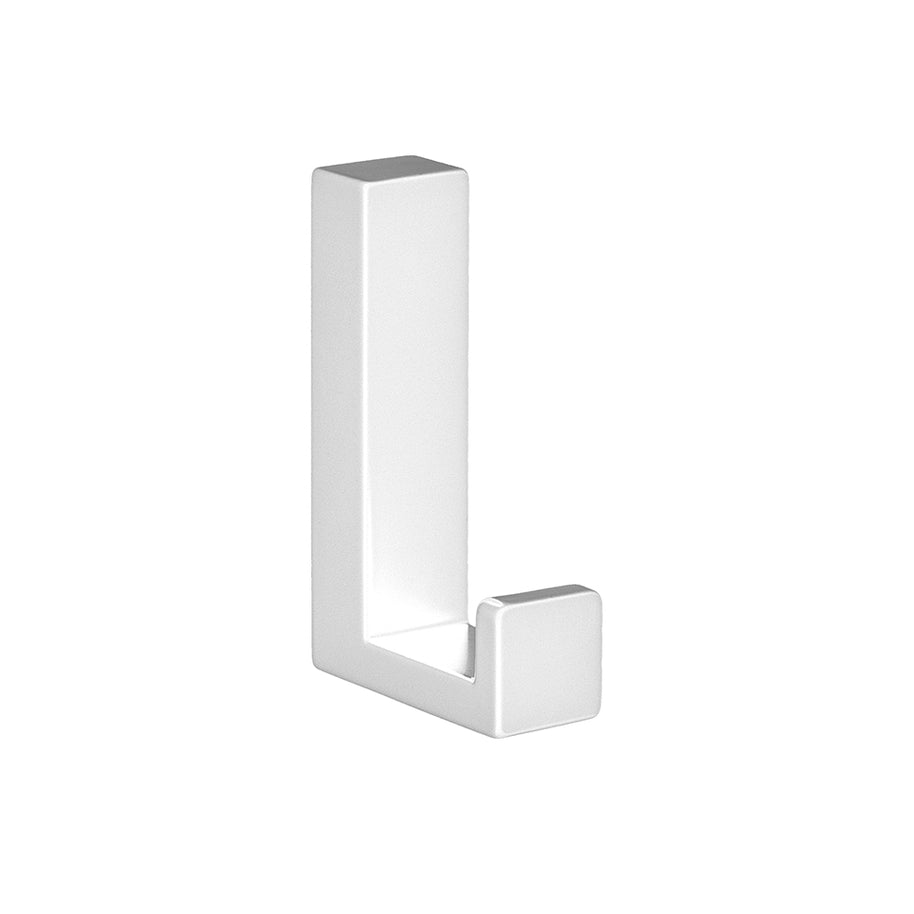 Agățătoare pentru cuier Tulip Kara S – alb lucios, finisaj glossy, 60 × 15 × 40 mm, 1 cârlig, zamac, montaj frontal, șuruburi incluse