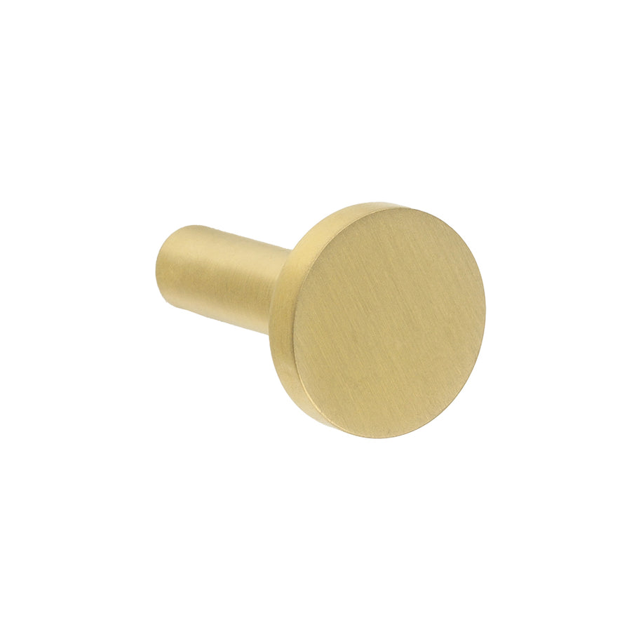 Agățătoare pentru cuier Tulip Element – auriu periat, oțel inoxidabil, 1 cârlig, montaj frontal (cap Ø25 mm)