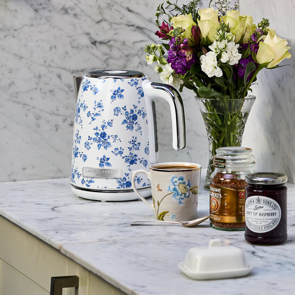 Fierbător electric Laura Ashley China Rose, 1.7 L, 2200 W, inox, cu filtru anticalcar