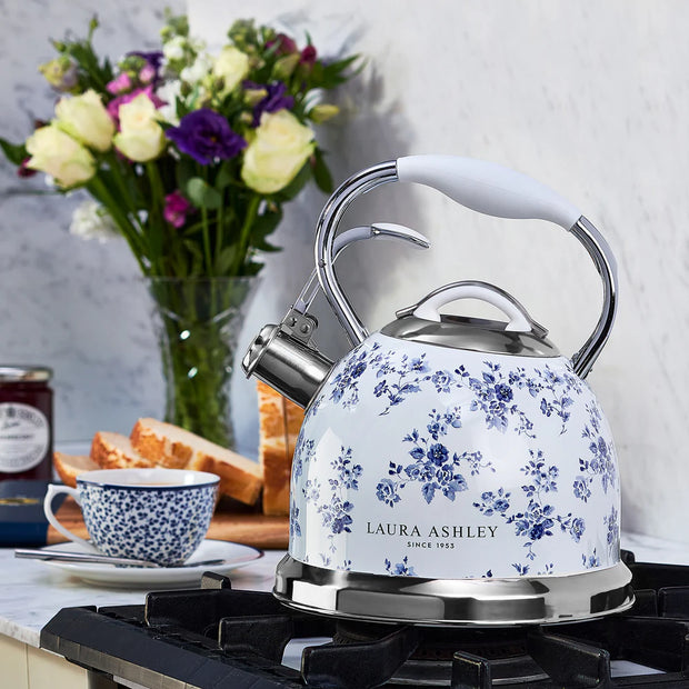 Fierbător pe plită Laura Ashley China Rose, 3 L, inox, cu fluierat, compatibil inducție