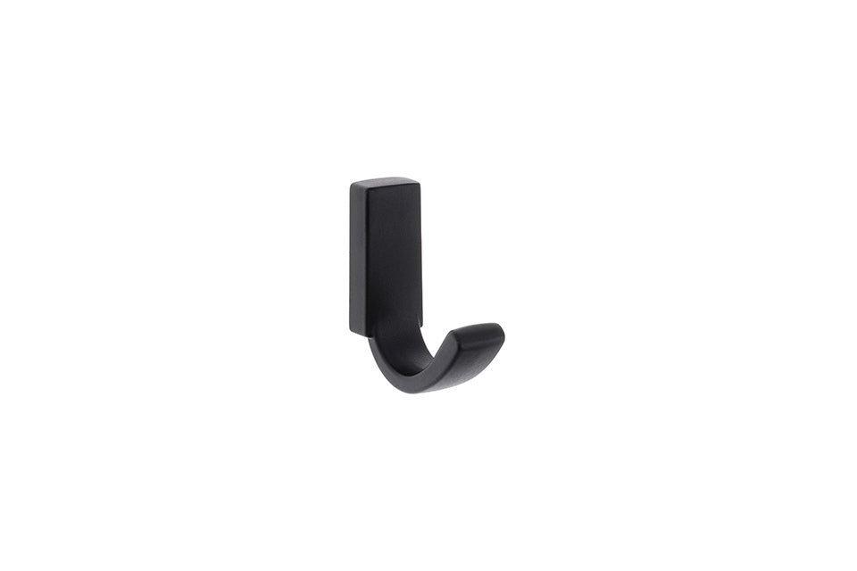 Agățătoare pentru cuier Tulip Rini – negru mat, 1 cârlig, zamac, montaj frontal, H59 mm