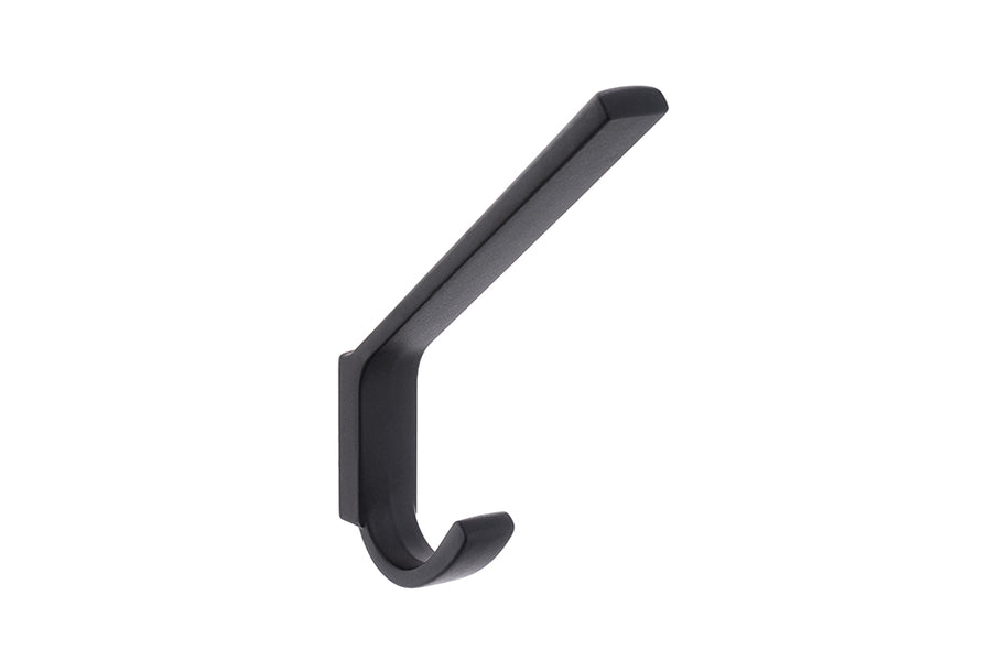 Agățătoare pentru cuier Tulip Rini XL – negru mat, 2 cârlige, zamac, montaj frontal, H140,5 mm