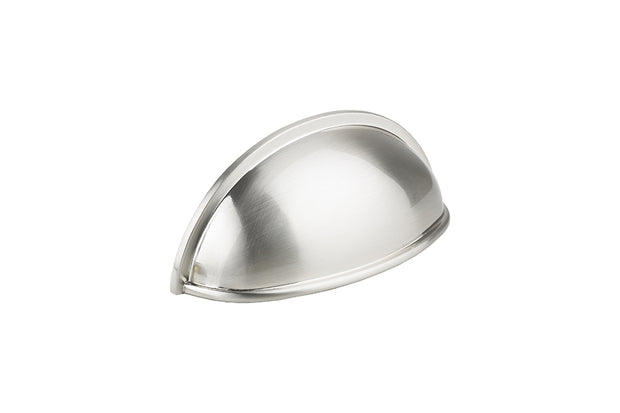 Mâner tip scoică pentru mobilier Tulip Loka – zamac, finisaj nichel periat, interax 76 mm