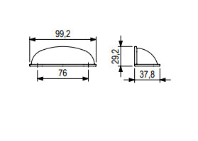 Mâner tip scoică pentru mobilier Tulip Loka – zamac, finisaj nichel periat, interax 76 mm