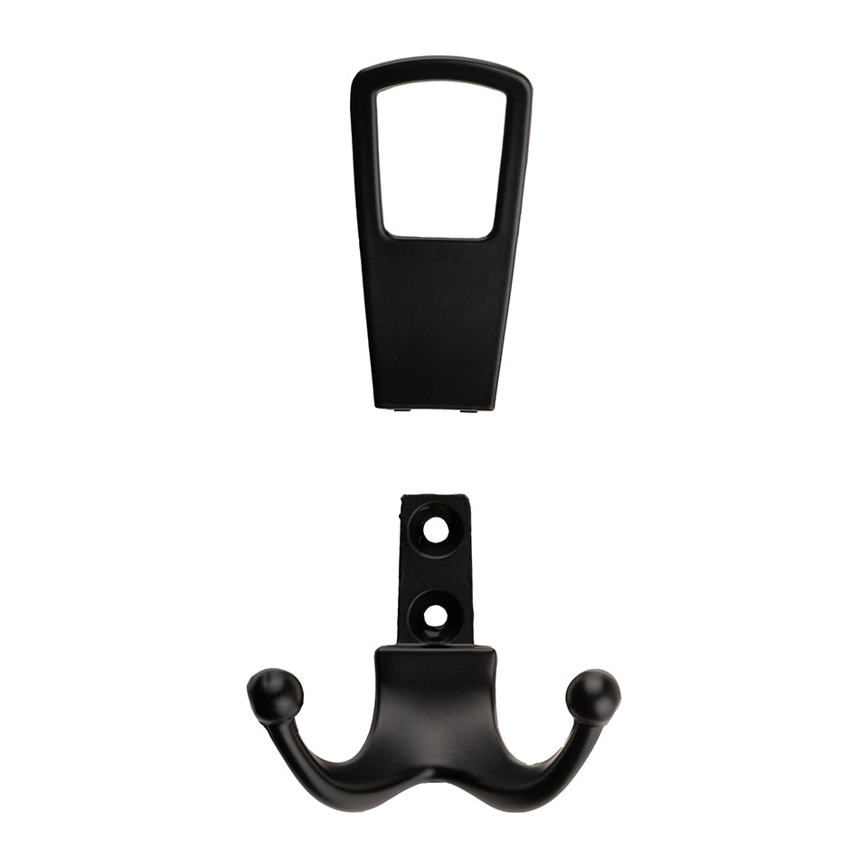 Agățătoare cu 3 cârlige Tulip Ener – negru mat, zamac, montaj frontal, șuruburi incluse