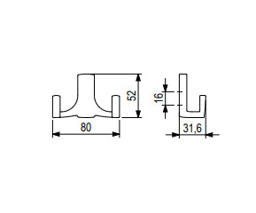 Agățătoare pentru cuier Tulip Cid – negru mat, 2 cârlige, zamac, montaj frontal