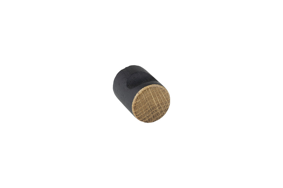 Buton pentru mobilă Tulip Hole 25 mm – stejar lăcuit & negru, lemn/metal (rotund)