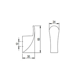 Agățătoare Tulip Rudi – negru mat, 1 cârlig, zamac, montaj frontal, șuruburi incluse