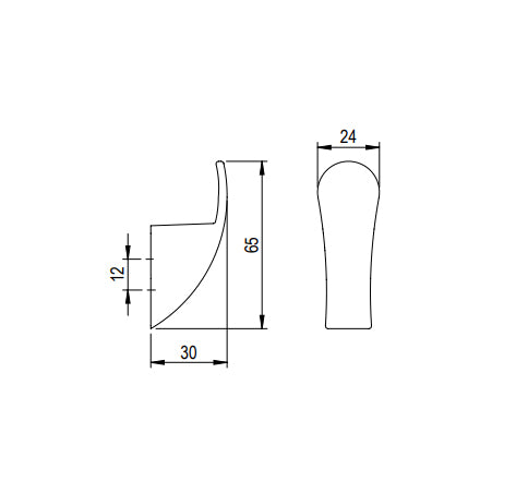 Agățătoare Tulip Rudi – negru mat, 1 cârlig, zamac, montaj frontal, șuruburi incluse
