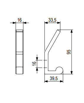 Agățătoare pentru cuier Tulip Peri XL – negru mat, 2 cârlige, zamac, montaj frontal