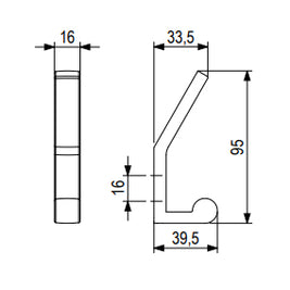 Agățătoare pentru cuier Tulip Peri XL – negru mat, 2 cârlige, zamac, montaj frontal