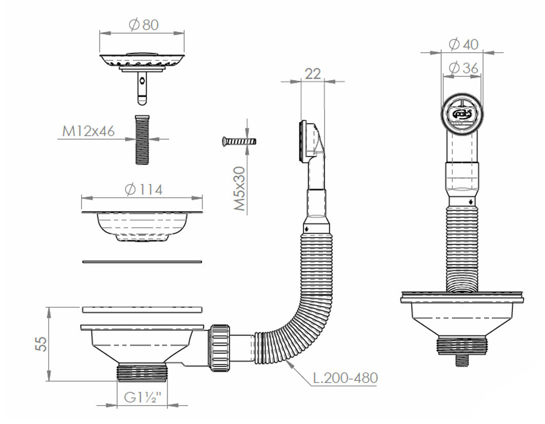 229102 VENTIL CHROME PENTRU SCURGERE