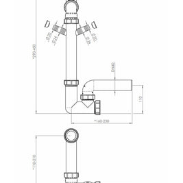 229104 SIFON Ø90 mm, SIMPLU, SPACE SAVER