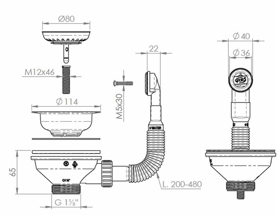 229802 VENTIL NEGRU PENTRU SCURGERE