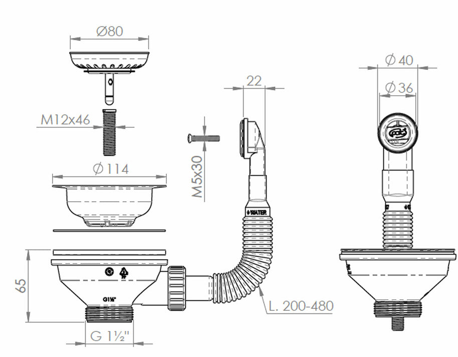229802 VENTIL NEGRU PENTRU SCURGERE