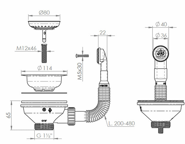 229802 VENTIL NEGRU PENTRU SCURGERE