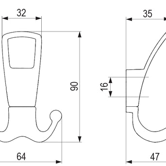 Agățătoare cu 3 cârlige Tulip Ener – negru mat, zamac, montaj frontal, șuruburi incluse