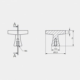 Buton mobilă DUNE 33x26 mm, inox