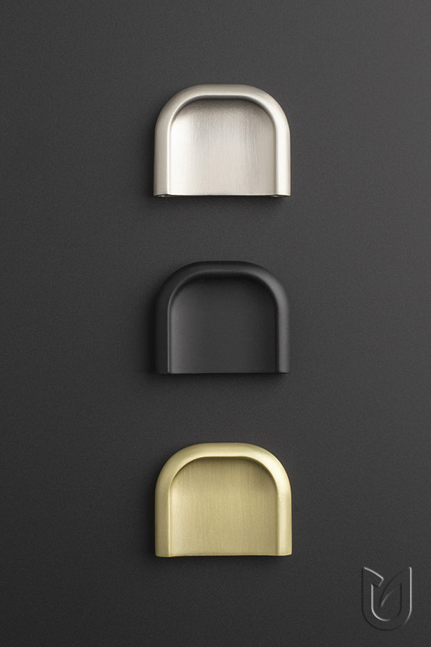 Buton pentru mobilă Tulip Tonk – negru mat, metal (oval)