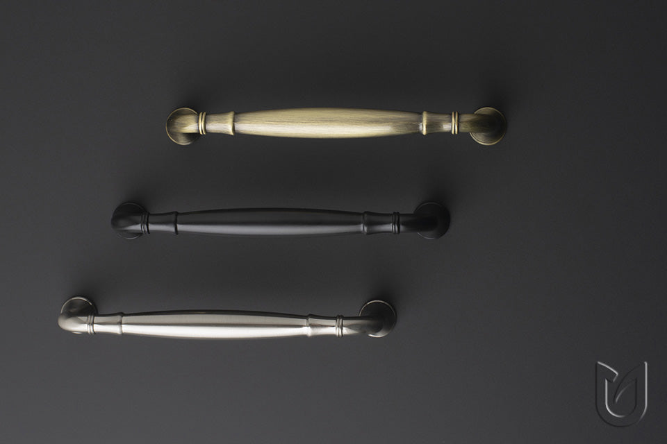 Mâner pentru mobilier Tulip Turia – finisaj nichel periat, zinc, interax 128 mm