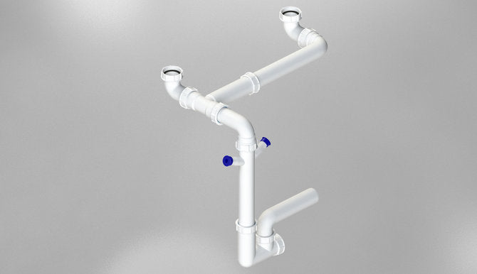 289104 SIFON Ø90 mm, DUBLU, SPACE SAVER