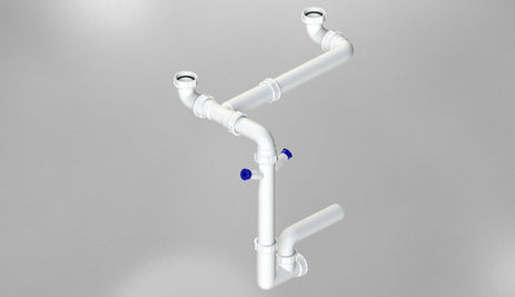 289104 SIFON Ø90 mm, DUBLU, SPACE SAVER