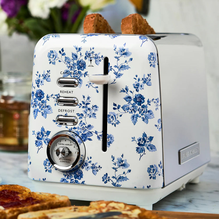 Prăjitor de pâine Laura Ashley, 2 felii, inox, 7 trepte de rumenire, funcție de dezghețare