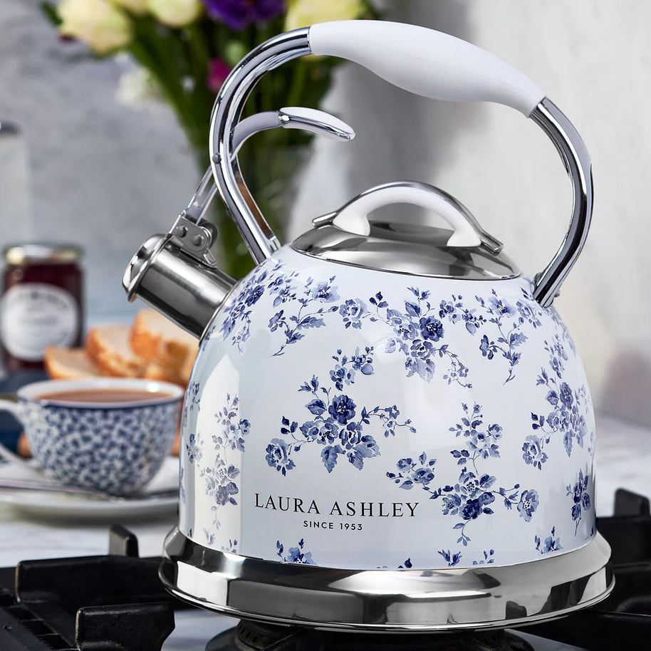 Fierbător pe plită Laura Ashley China Rose, 3 L, inox, cu fluierat, compatibil inducție