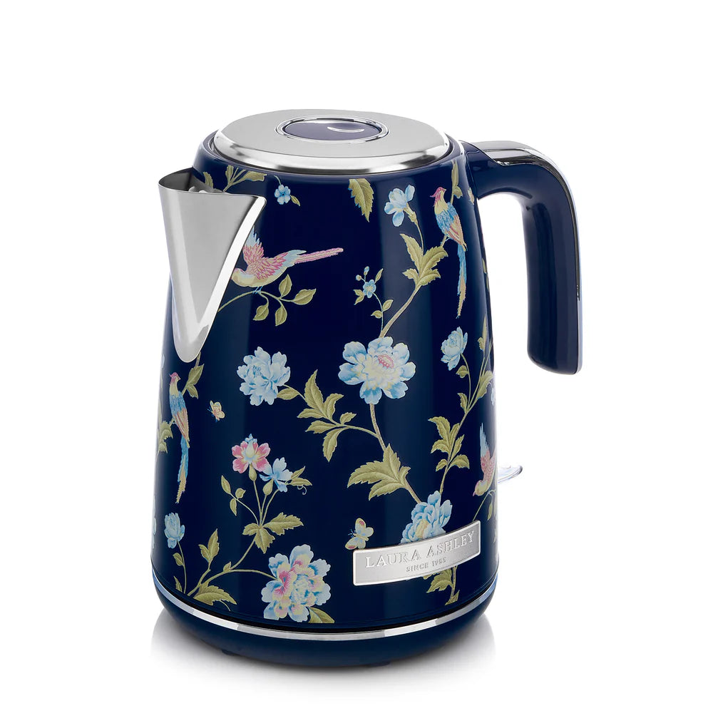Fierbător electric Laura Ashley Elveden Navy, 1.7 L, 2200 W, inox, cu filtru anticalcar