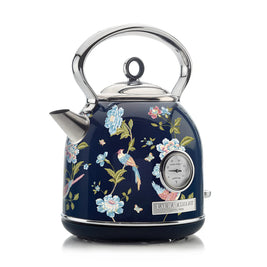 Fierbător electric Laura Ashley Elveden Navy, 1.7 L, 1500 W, inox, cu termometru, filtru anticalcar