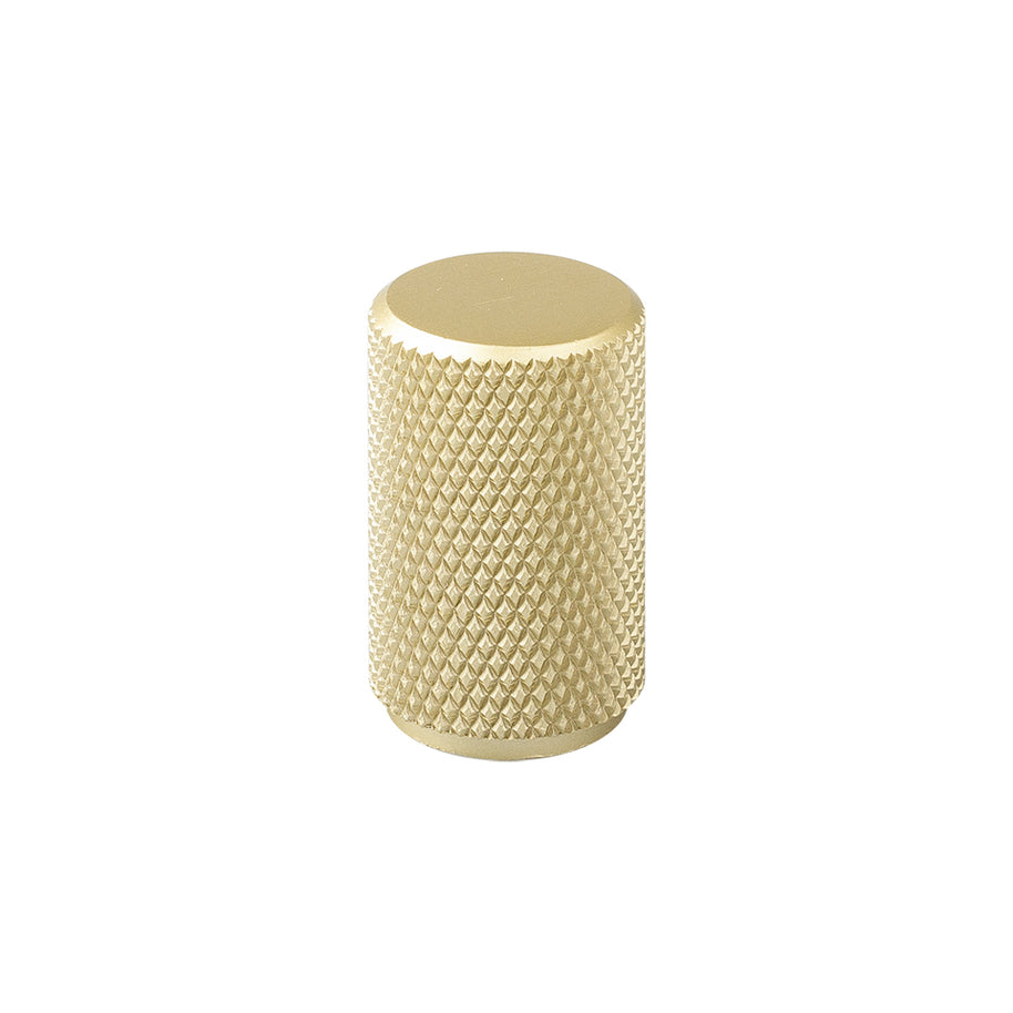 Buton mobilier Tulip Mella – auriu mat, cilindric, rotund (aluminiu)