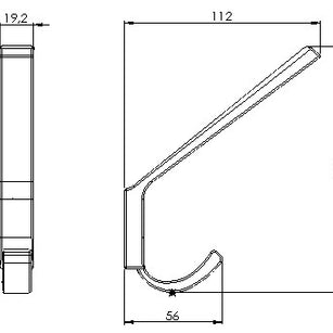 Agățătoare pentru cuier Tulip Rini XL – negru mat, 2 cârlige, zamac, montaj frontal, H140,5 mm