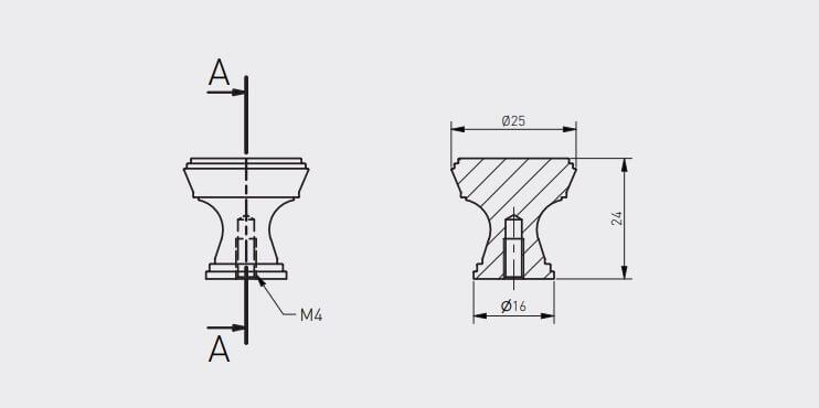 Buton mobilă SONET 25x24 mm, negru mat