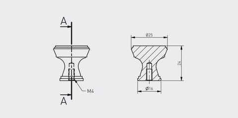 Buton mobilă SONET 25x24 mm, negru mat