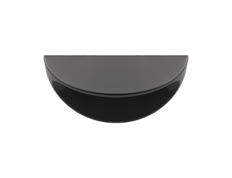 Buton mobilier Tulip Bella – negru mat, metal, interax 64 mm, design tip „scoică”