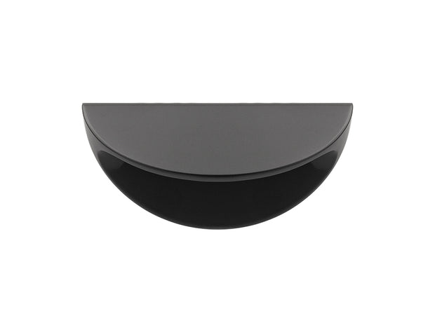 Buton mobilier Tulip Bella – negru mat, metal, interax 64 mm, design tip „scoică”