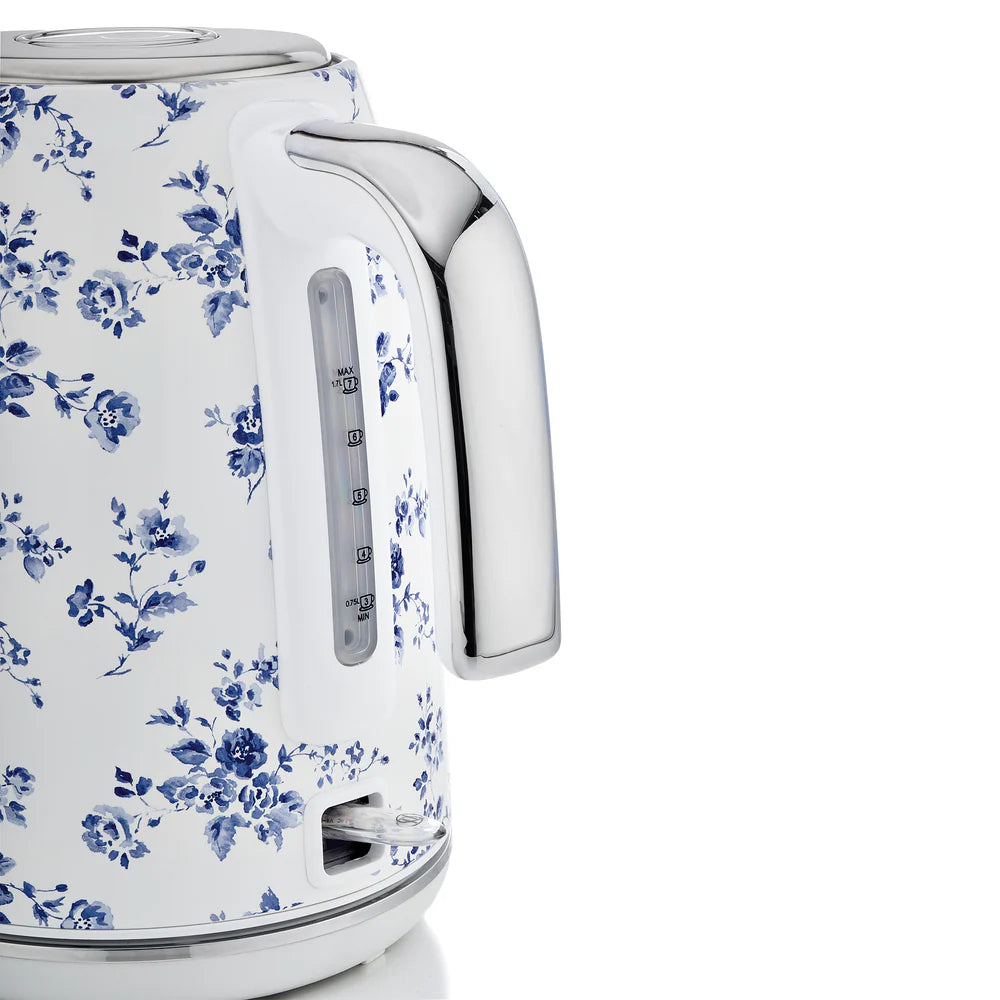 Fierbător electric Laura Ashley China Rose, 1.7 L, 2200 W, inox, cu filtru anticalcar