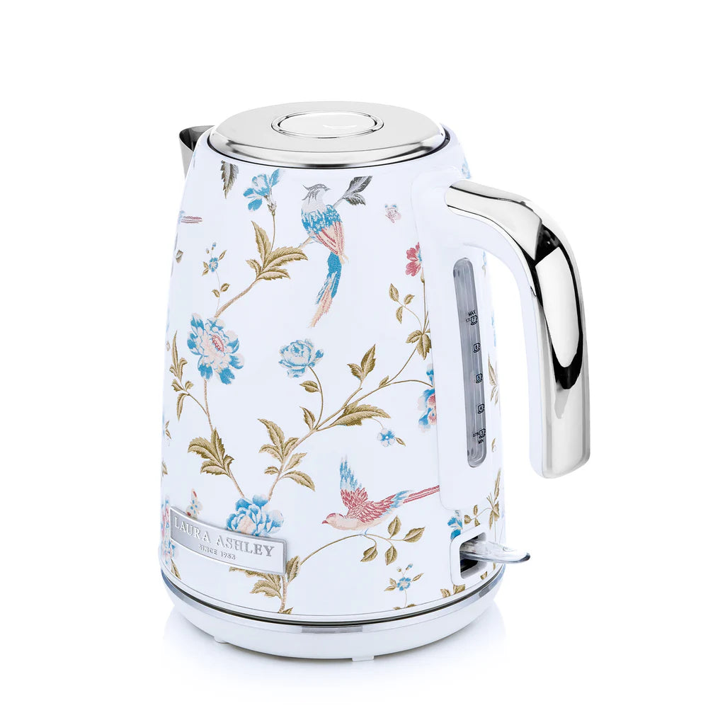 Fierbător electric Laura Ashley Elveden White, 1.7 L, 2200 W, inox, cu filtru anticalcar