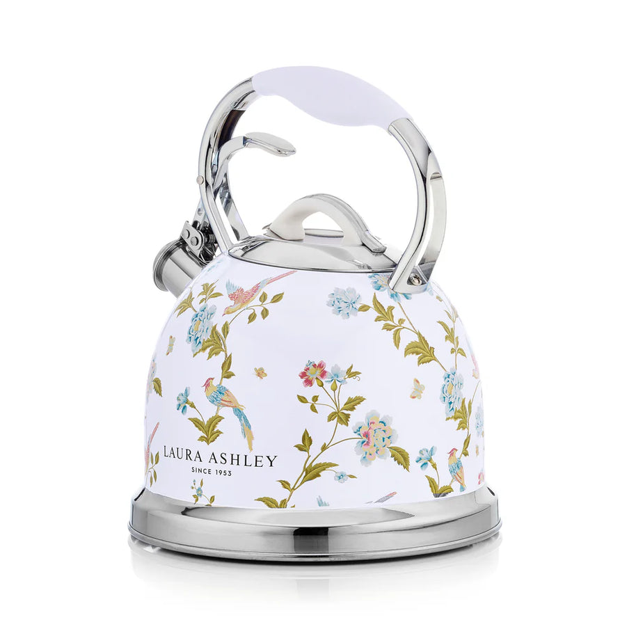 Fierbător pe plită Laura Ashley Elveden White, 3 L, inox, cu fluierat, compatibil inducție