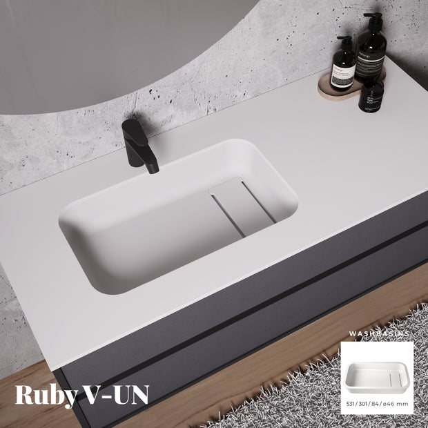 RUBY V-UN – lavoar încastrabil în blat din compozit acrilic