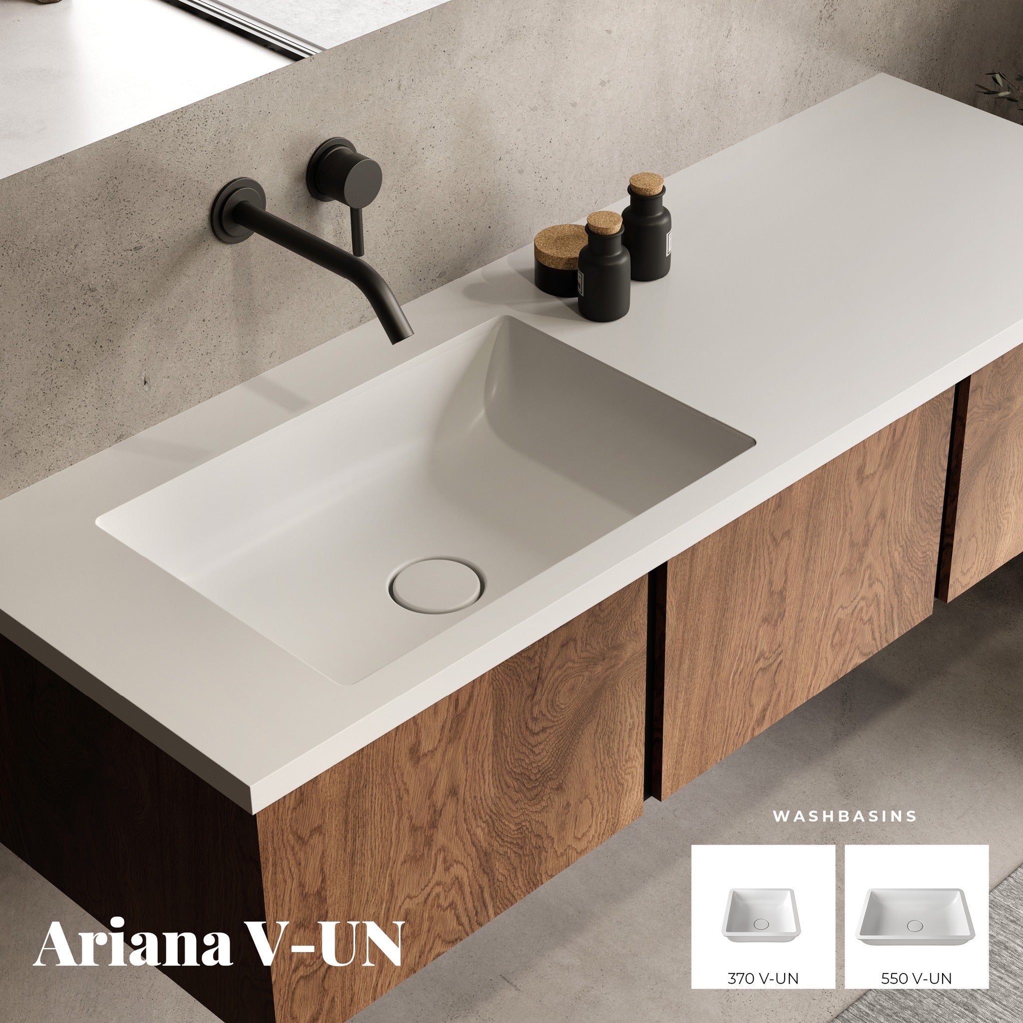 ARIANA 370 V-UN – lavoar încastrat în blat din compozit acrilic