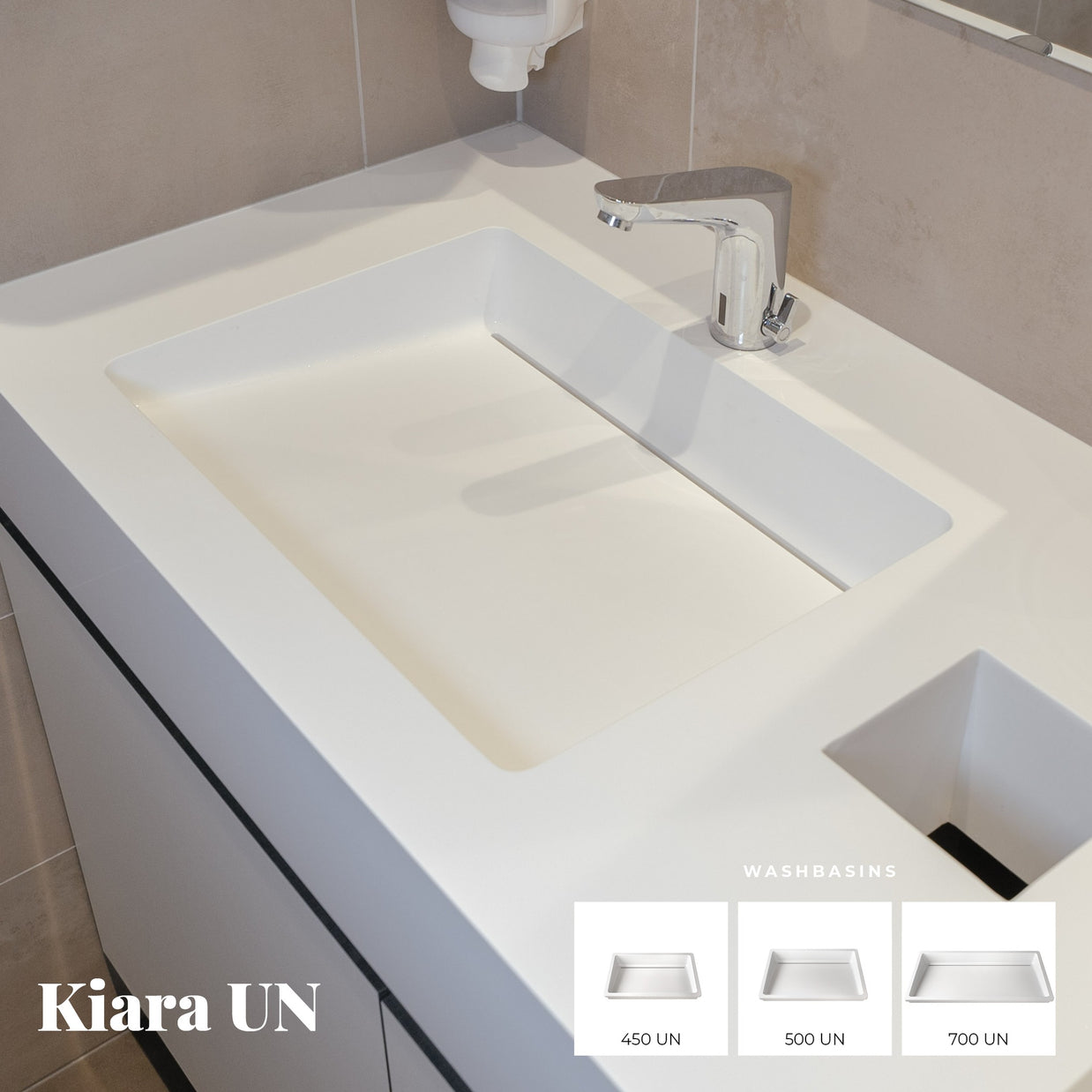 KIARA 500-UN – lavoar încastrabil în blat din compozit acrilic